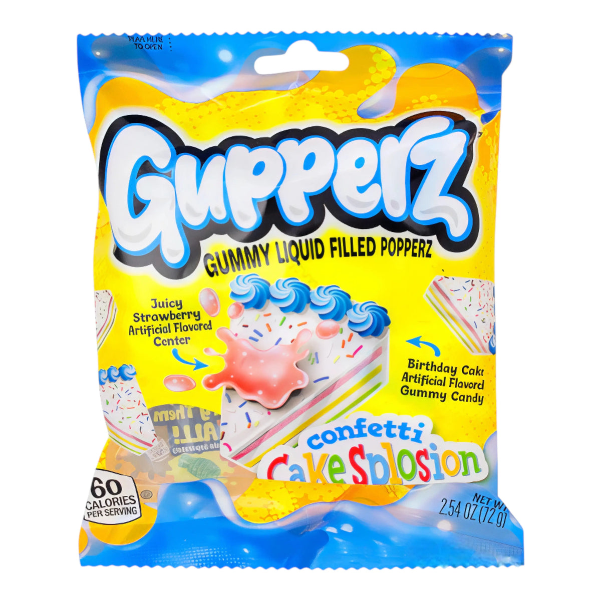 CANDY GUPPERZ 12 x 72 GR CONFETTI CAKESPLOSION PEG BAG