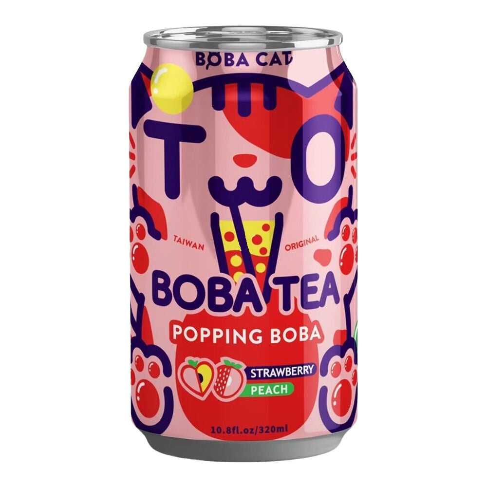 BEVER BOBA CAT 320 ML STRAWBERRY PEACH TEA | 24 x 320ml
