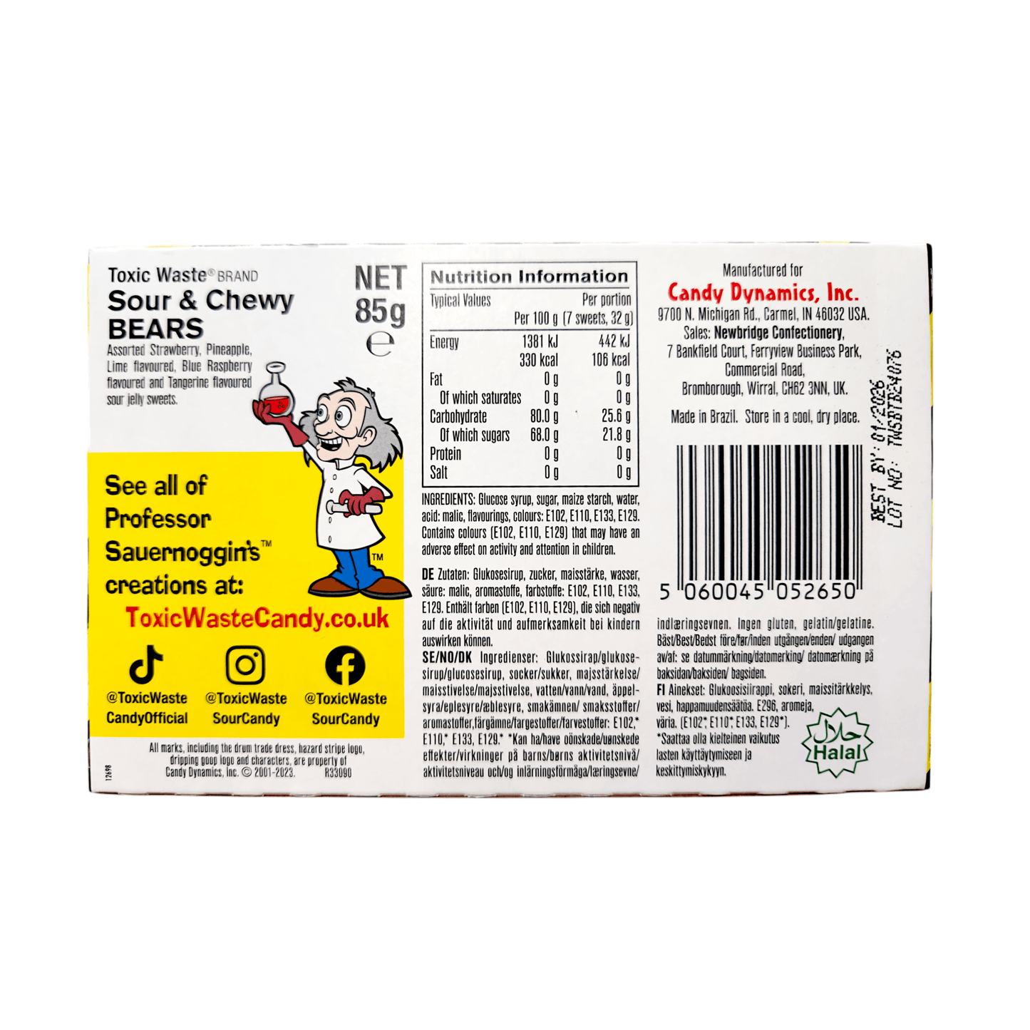 Toxic Waste Sour & Chewy Bears | 12 x 85gr