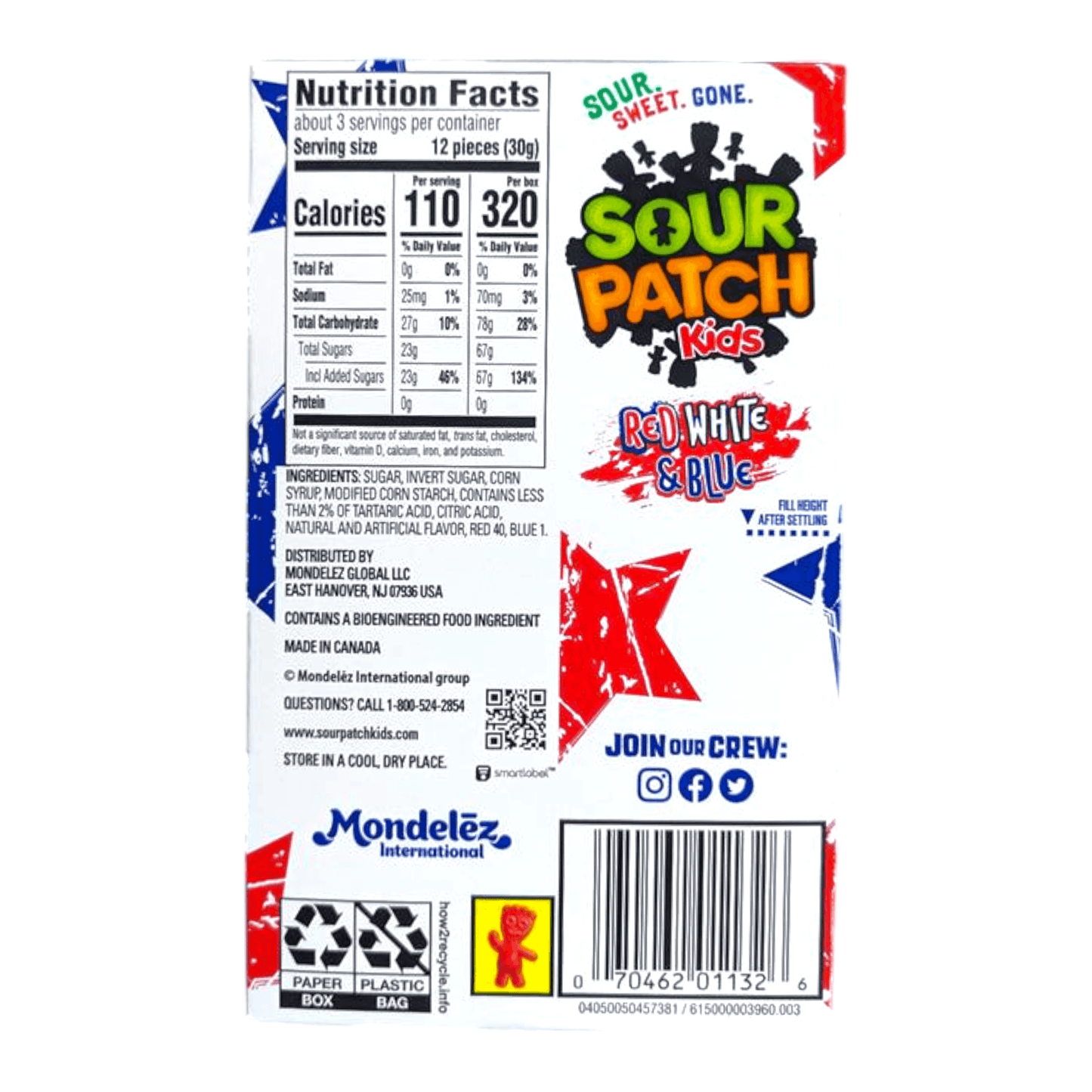 Sour Patch Kids Red White & Blue Theater Box | 12 x 87gr