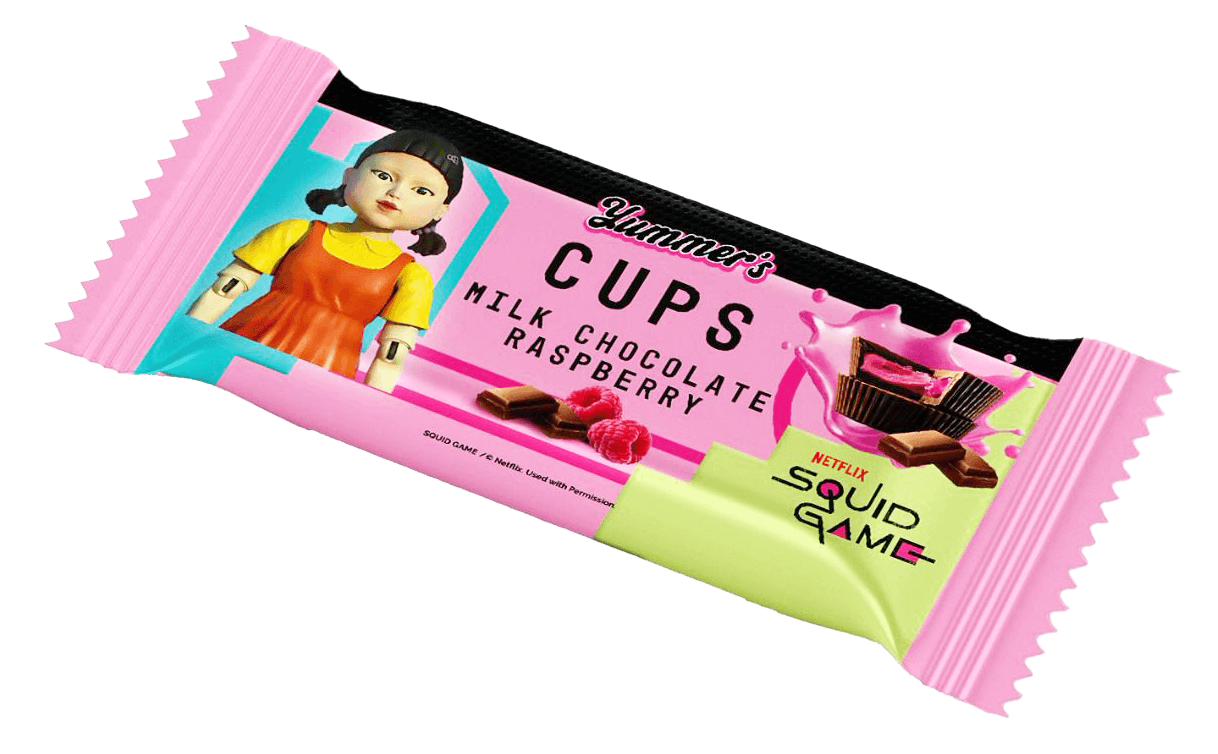 Yummers Squid Game Milk Chocolate Raspberry Cups | 28 x 40gr