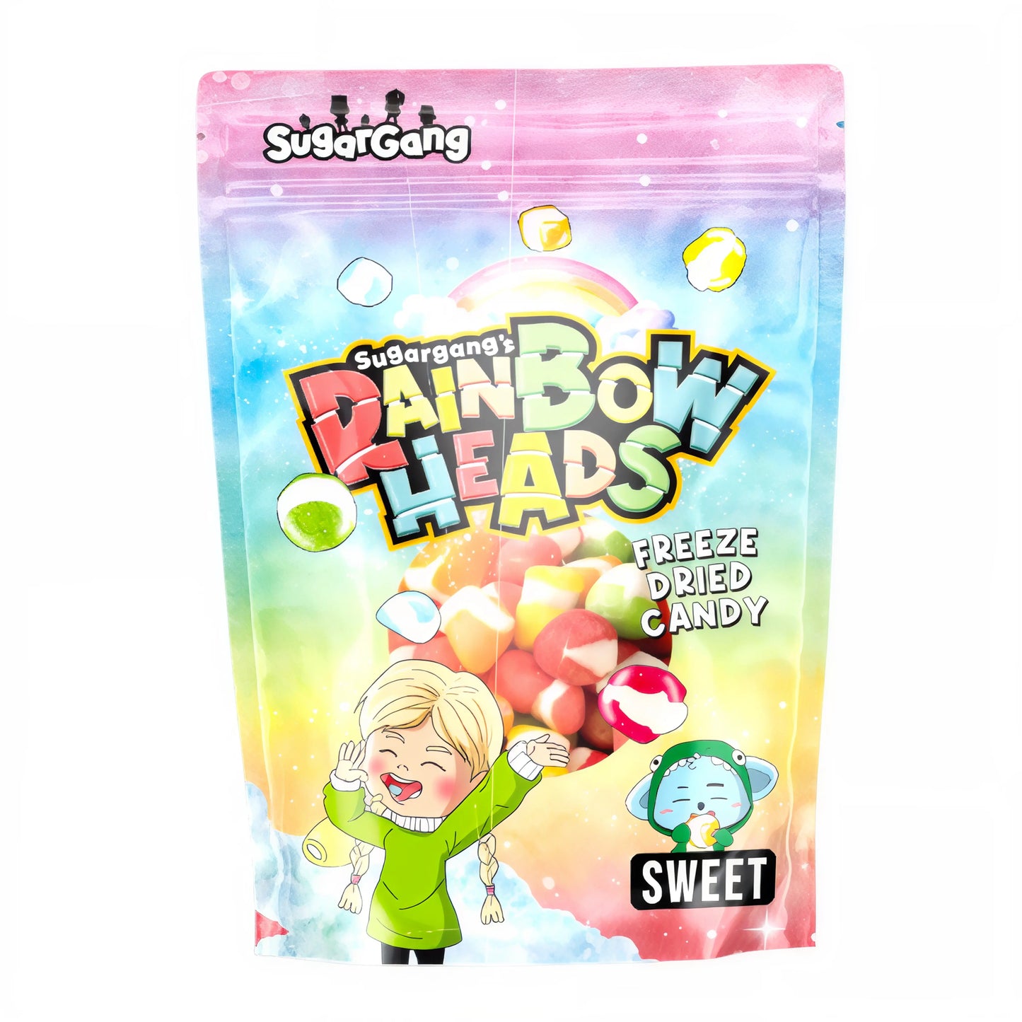 CANDY SUGARGANG 9 x 75 GR RAINBOW HEADS SWEET