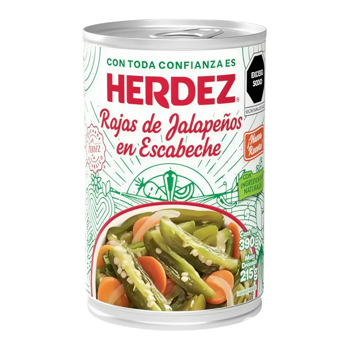 CHILE HERDEZ 390 GR JALAPENOS ENTEROS | 24 x 390g