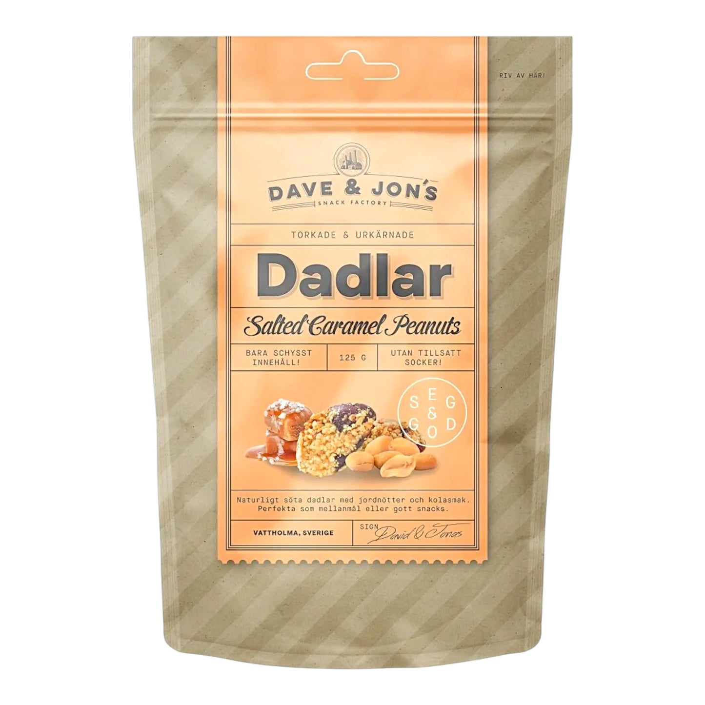 SNACK DAVE & JON'S 125 GR DATES SALTED CARAMEL PEANUTS | 16 x 125g