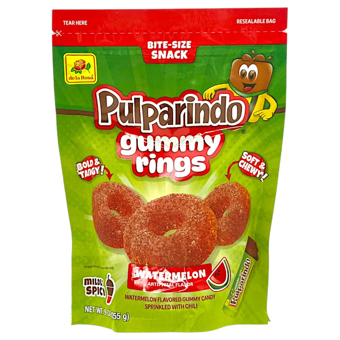 CANDY DE LA ROSA 255 GR PULPARINDO GUMMY RINGS WATERMELON | 12 x 255g