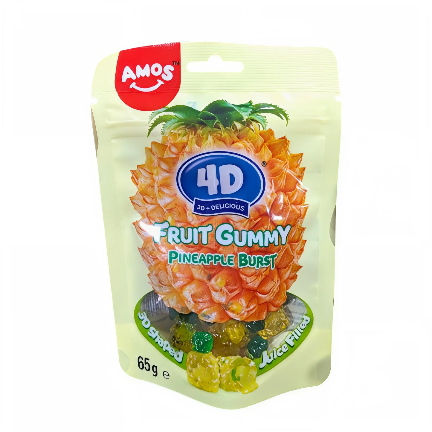 CANDY AMOS 65 GR 4D PINEAPPLE BURST FRUIT GUMMY | 24 x 65g