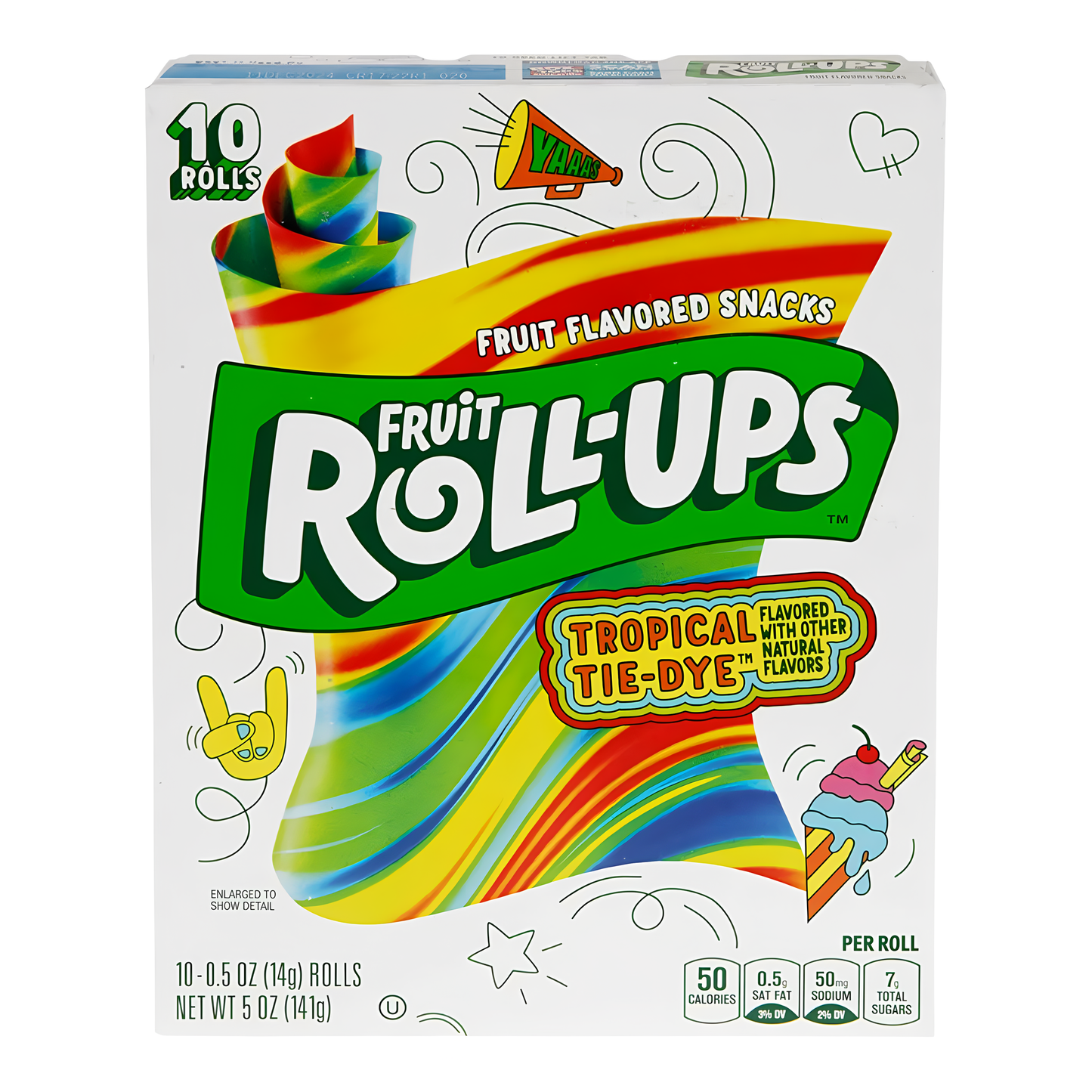 CANDY FRUIT ROLL UPS 10 x 14 GR TROPICAL TIE DYE | 10 x 10 x 14g