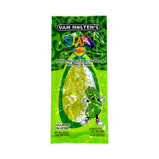CANDY PIGUI 10 x 10 GR SLAPS PICKLE VAN HOLTENS | 25 x 10 x 10g