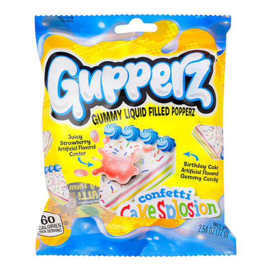 CANDY GUPPERZ 12 x 72 GR CONFETTI CAKESPLOSION PEG BAG