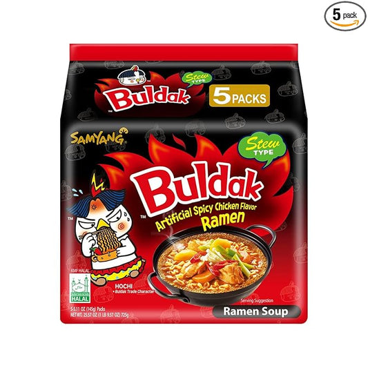 PDISH BULDAK 5 x 145 GR HOT CHICKEN STEW NOODLE | 8 x 5 x 145g