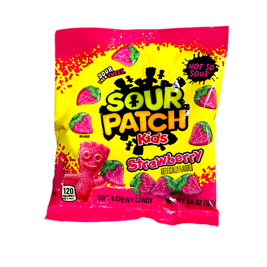 CANDY SOUR PATCH KIDS 102 GR STRAWBERRY PEG BAG | 12 x 102g