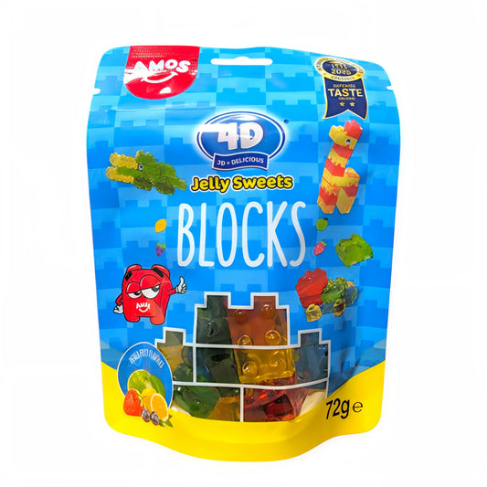 CANDY AMOS 72 GR 4D BLOCKS GUMMY BAG | 24 x 72g
