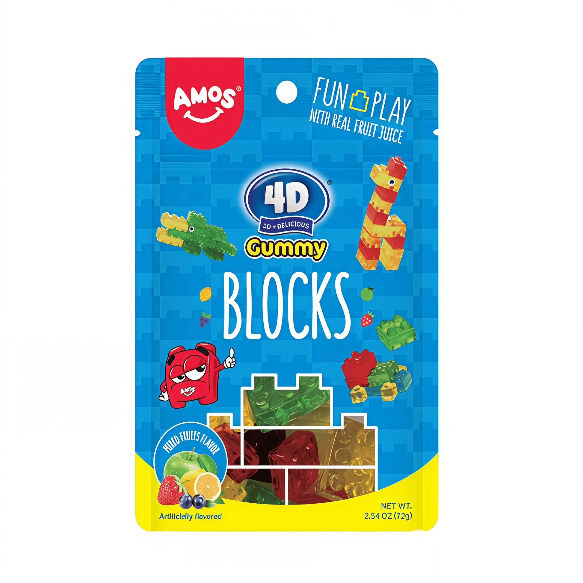 Amos 4D Sour Building Blocks Gummies | 24 x 72g