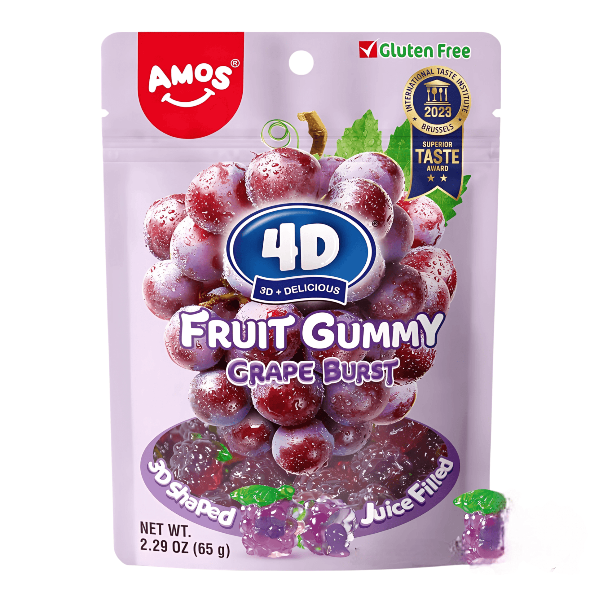 Amos 4D Juicy Burst Grape Fruit Gummy | 24 x 65gr
