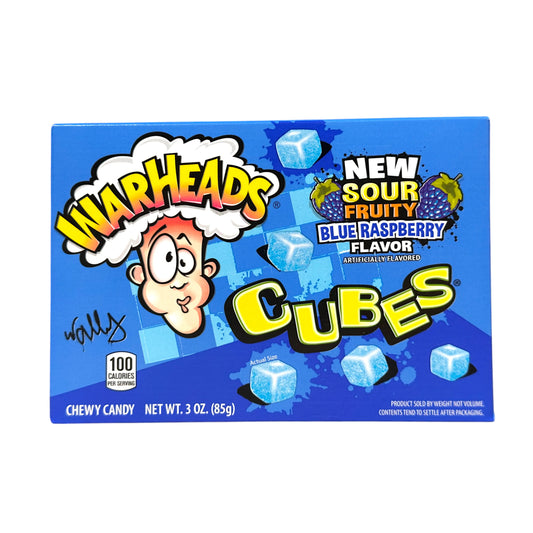 CANDY WARHEADS 85 GR BLUE RASPBERRY CUBES THEATER BOX | 12 x 85g