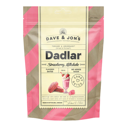 SNACK DAVE & JON'S 125 GR CANDY DATES STRAWBERRY MILKSHAKE | 16 x 125g