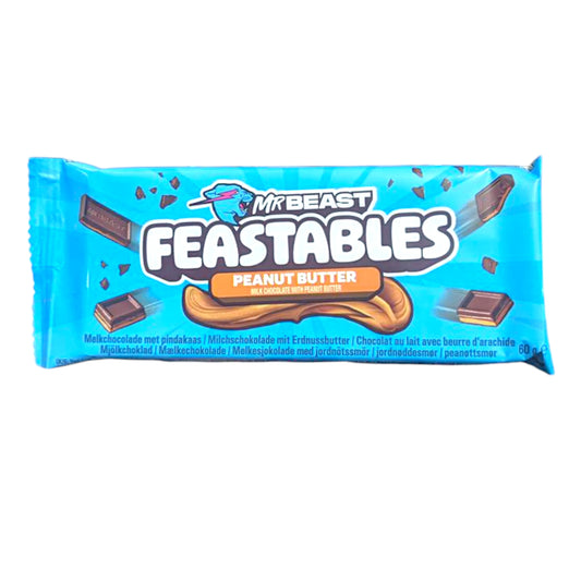 CANDY MR BEAST 10 x 60 GR FEASTABLES PEANUT BUTTER BLUE PACK (DE)