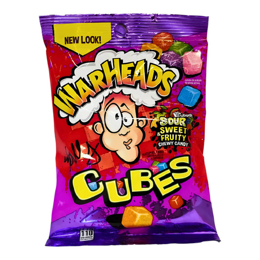 CANDY WARHEADS 99 GR CUBES PEG BAG | 12 x 99g