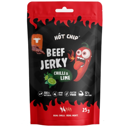 SNACK HOT CHIP 25 GR JERKY CHILLI AND LIME | 20 x 25g