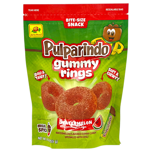 CANDY DE LA ROSA 255 GR PULPARINDO GUMMY RINGS WATERMELON | 12 x 255g