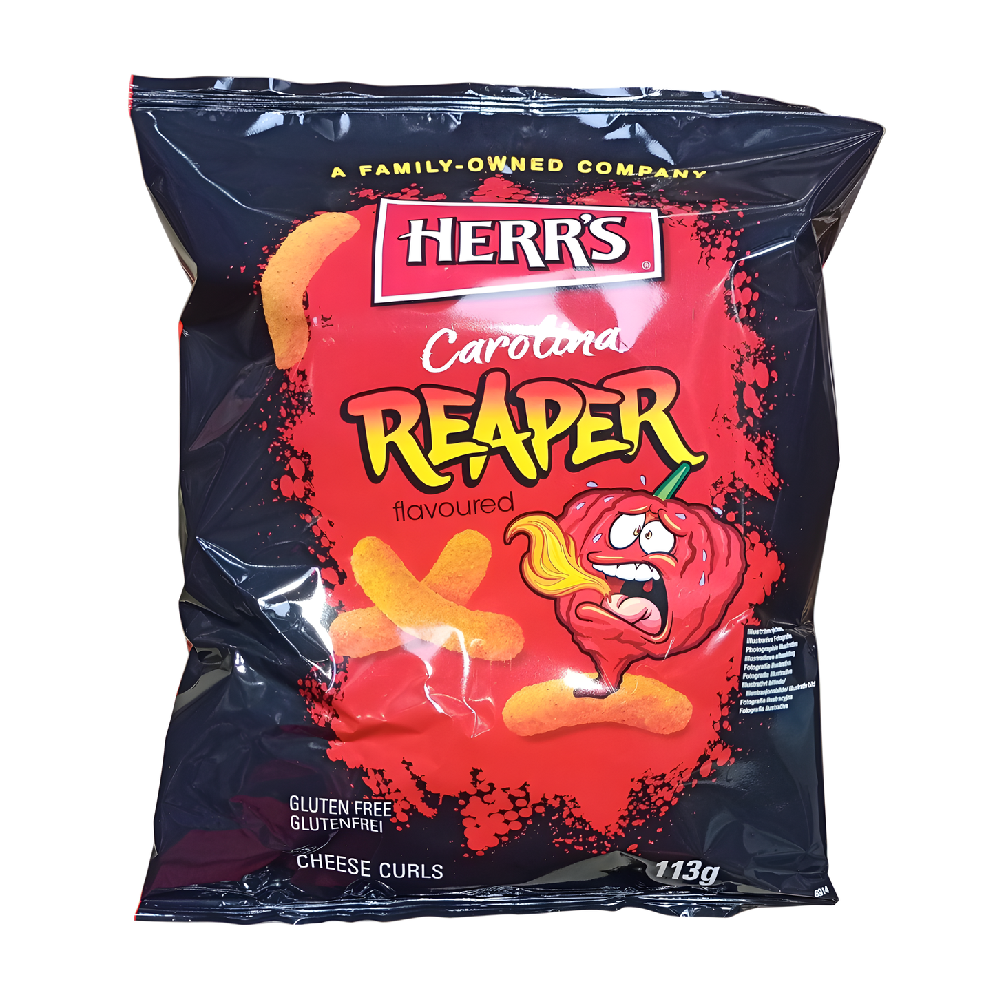 SNACK HERRS 113 GR CAROLINA REAPER CHEESE CURLS | 12 x 113g
