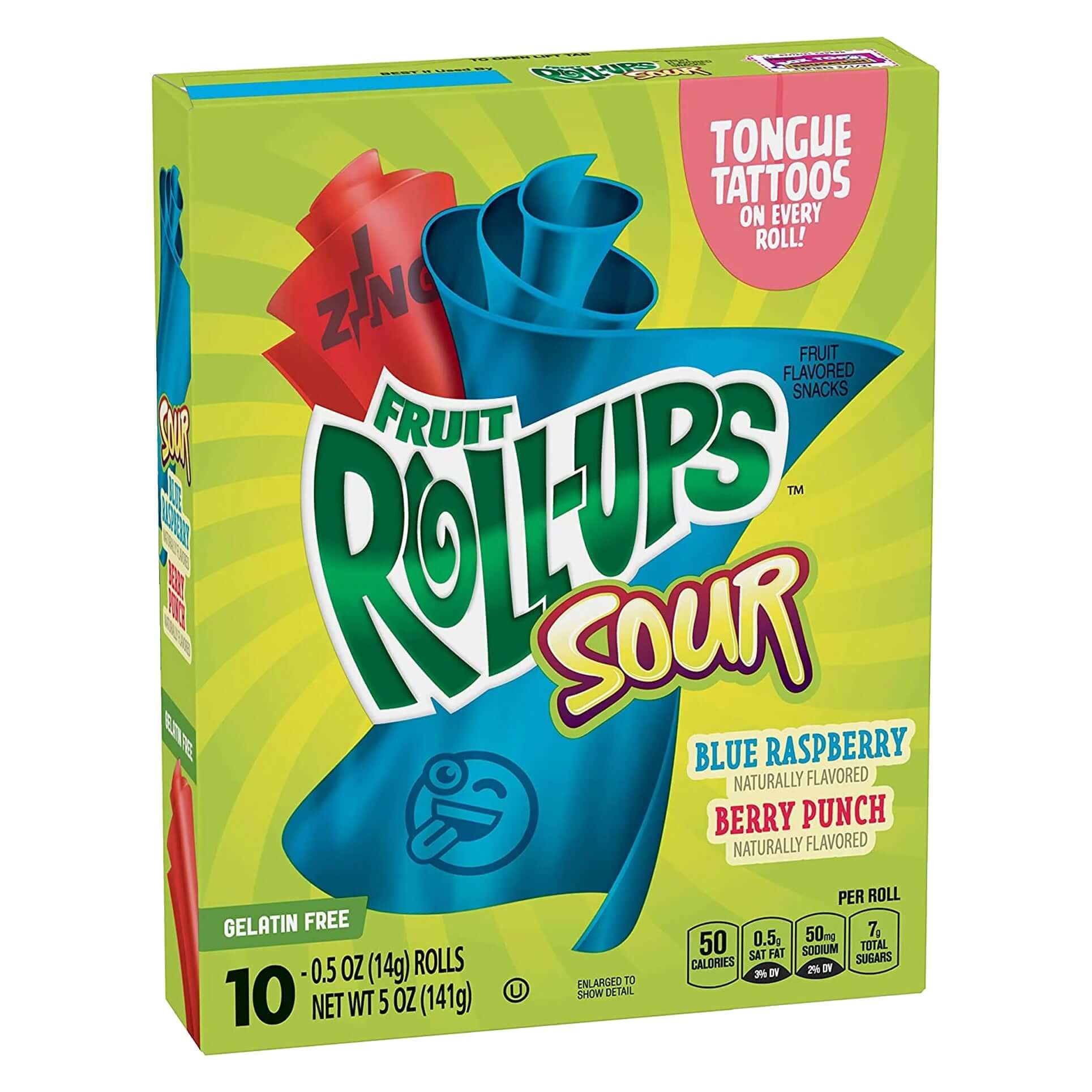 Fruit Roll-Ups Sour Blue Razzberry & Berry Punch | 10 x 141g – Candybrands
