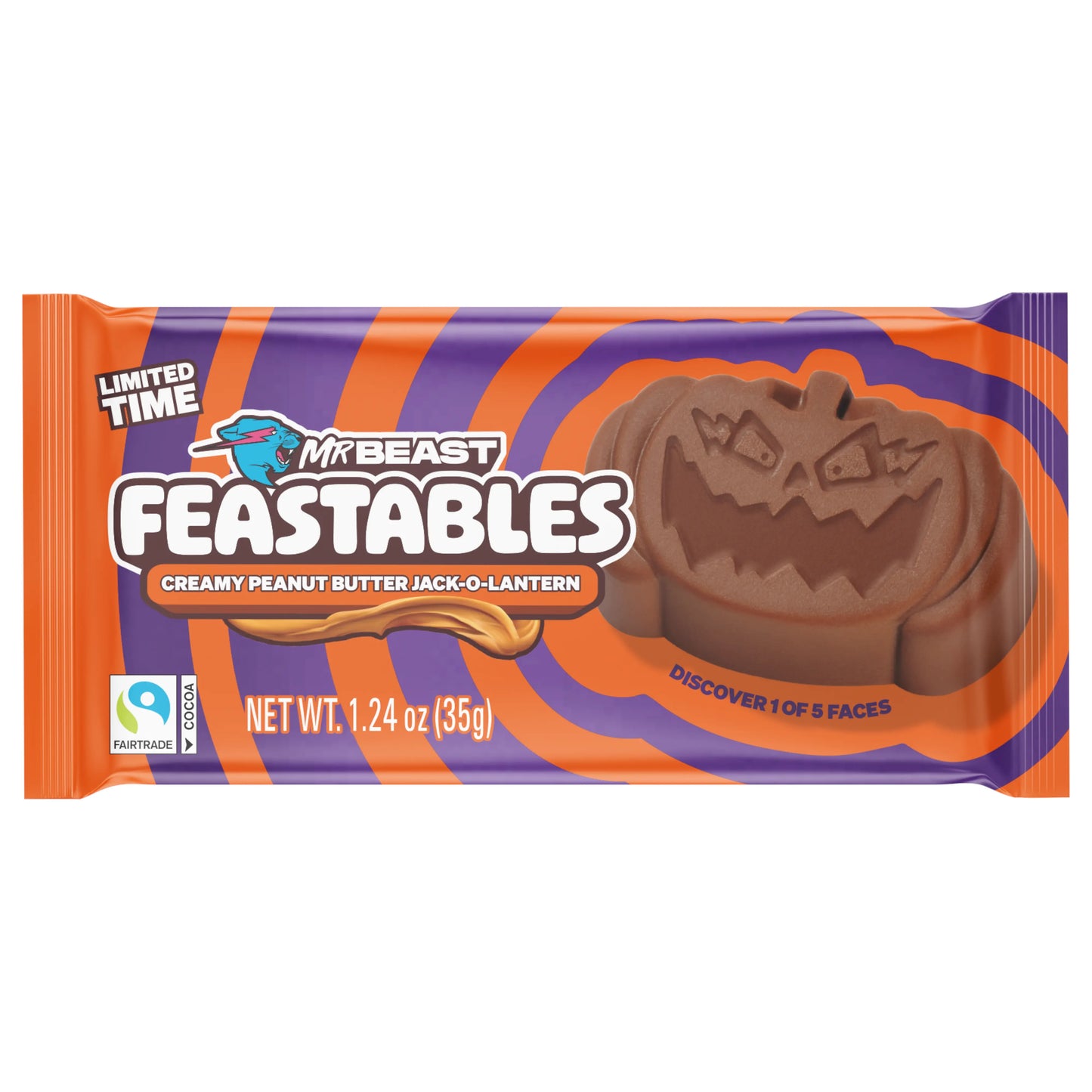 CANDY MR BEAST 30 x 35 GR FEASTABLES PB FILLED HALLOWEEN JACK-O-LANTERN