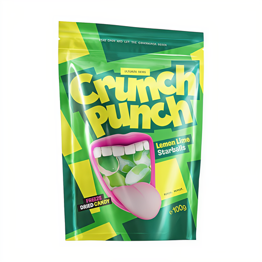 CANDY CRUNCH PUNCH 100 GR LEMON LIME STARBALLS | 15 x 100g