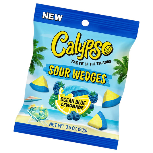 CANDY CALYPSO 99 GR OCEAN BLUE LEMONADE SOUR WEDGES | 12 x 99g