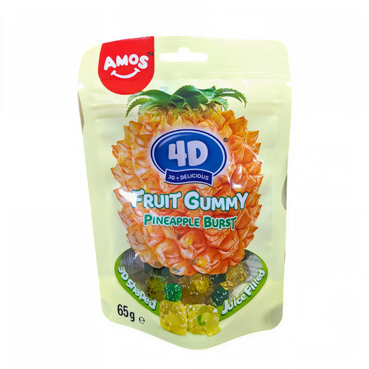 CANDY AMOS 65 GR 4D PINEAPPLE BURST FRUIT GUMMY | 24 x 65g