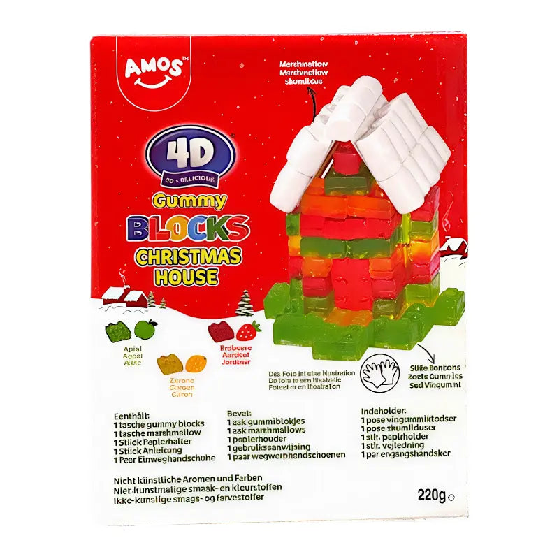 CANDY AMOS 220 GR 4D GUMMY BLOCKS HOUSE CHRISTMAS | 12 x 220g