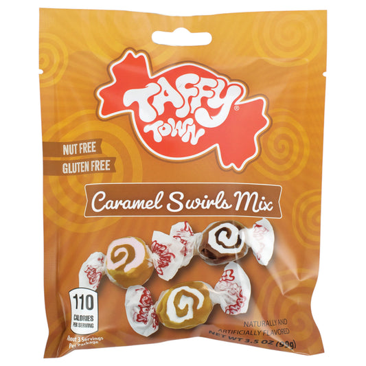 CANDY TAFFY TOWN 99 GR CARAMEL SWIRLS MIX BAG | 12 x 99g