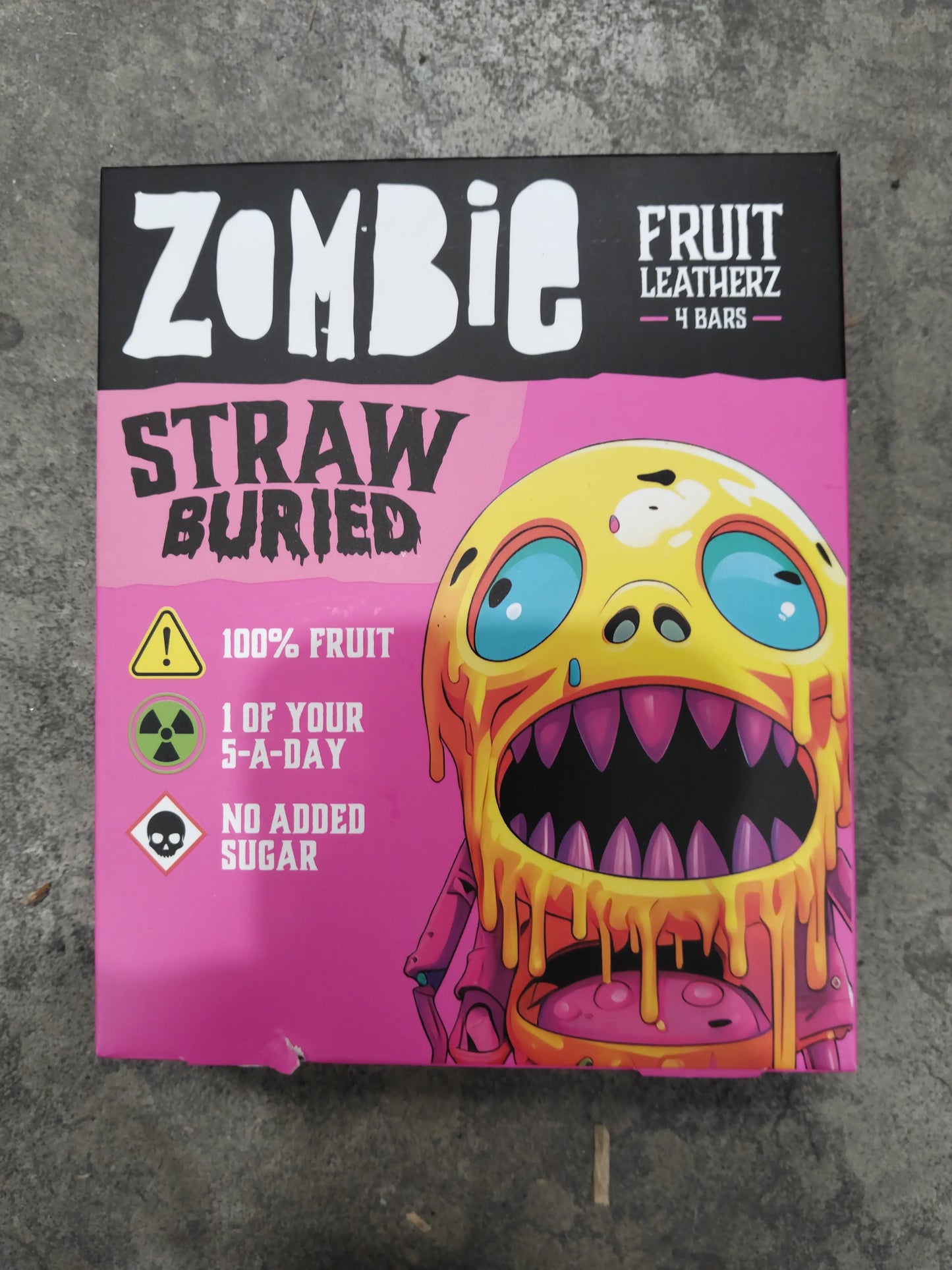 CANDY ZOMBIE 4 x 25 GR STRAW BURIED FRUIT LEATHERZ BARS | 10 x 4 x 25g