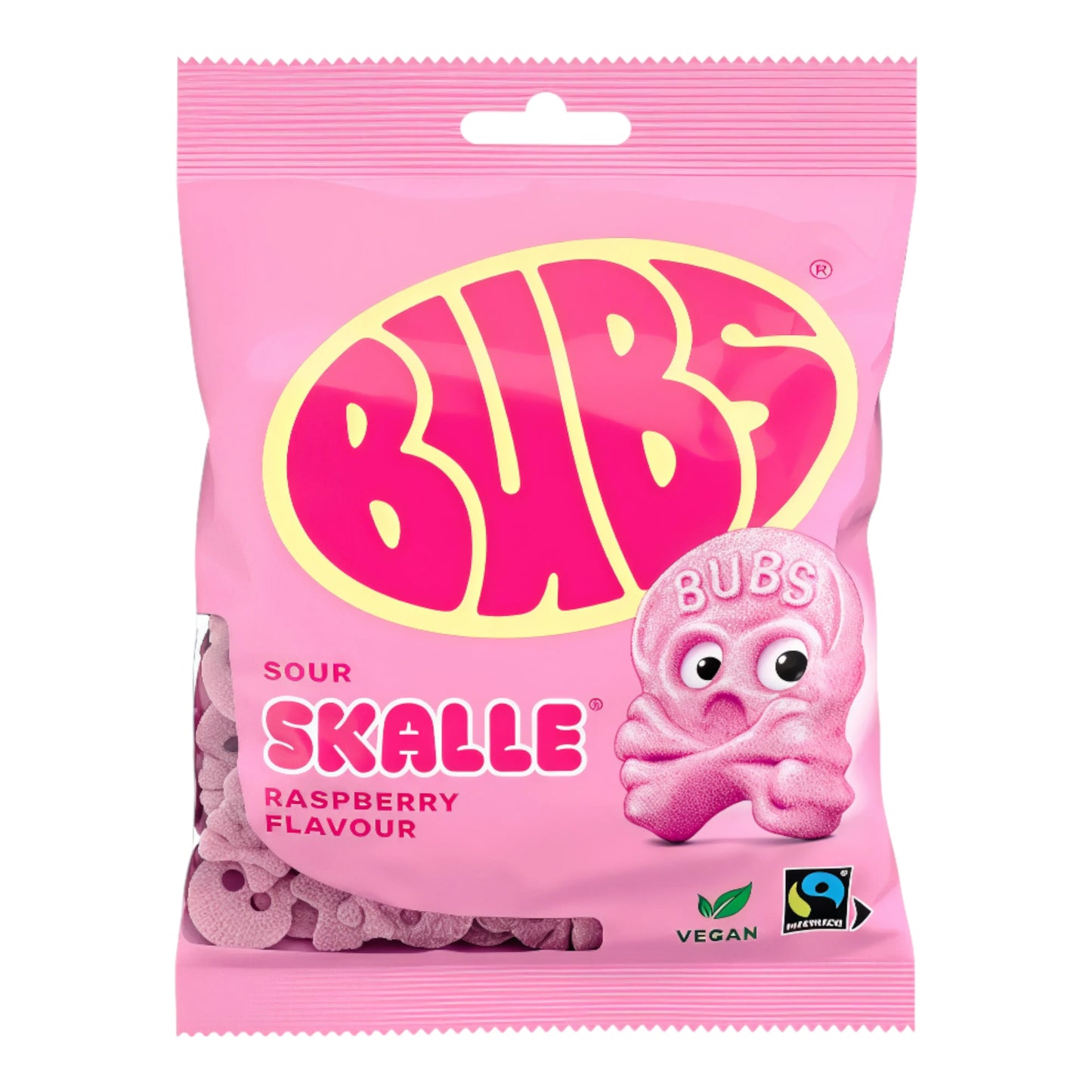 CANDY BUBS 90 GR SOUR SKALLE RASPBERRY | 16 x 90g
