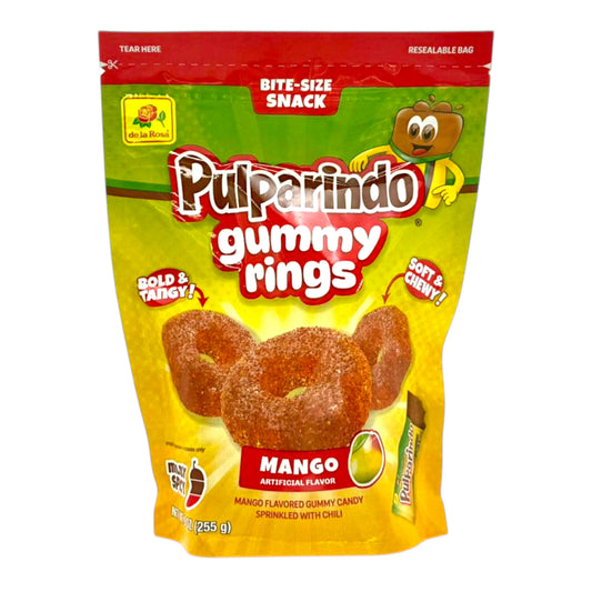 CANDY DE LA ROSA 255 GR PULPARINDO GUMMY RINGS MANGO | 12 x 255g