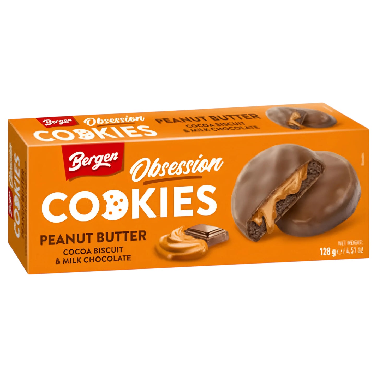 COOKI BERGEN 128 GR OBSSESION PB, COCOA BISCUIT & MILK CHOCOLATE | 18 x 128g